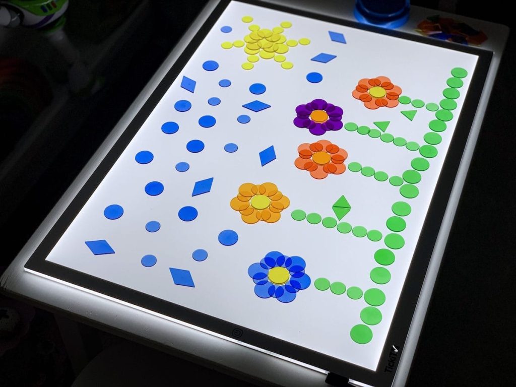 light table for kids - flowers