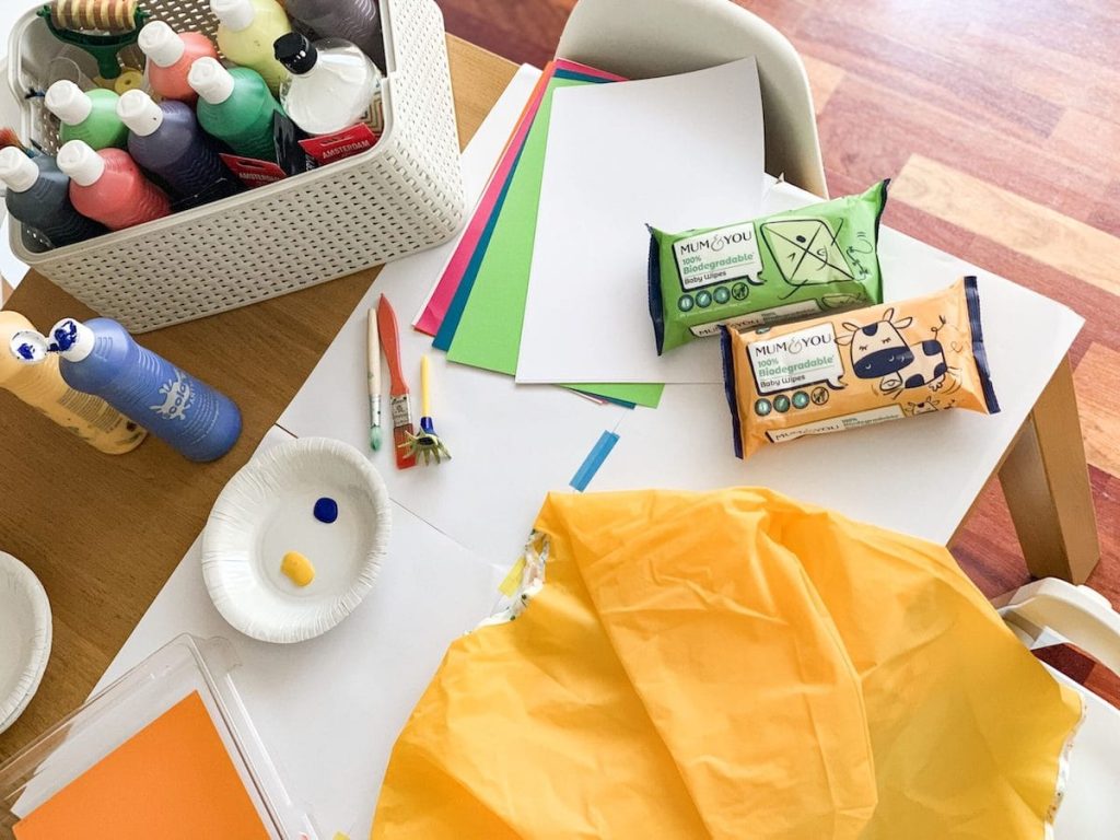 painting for toddlers - set up