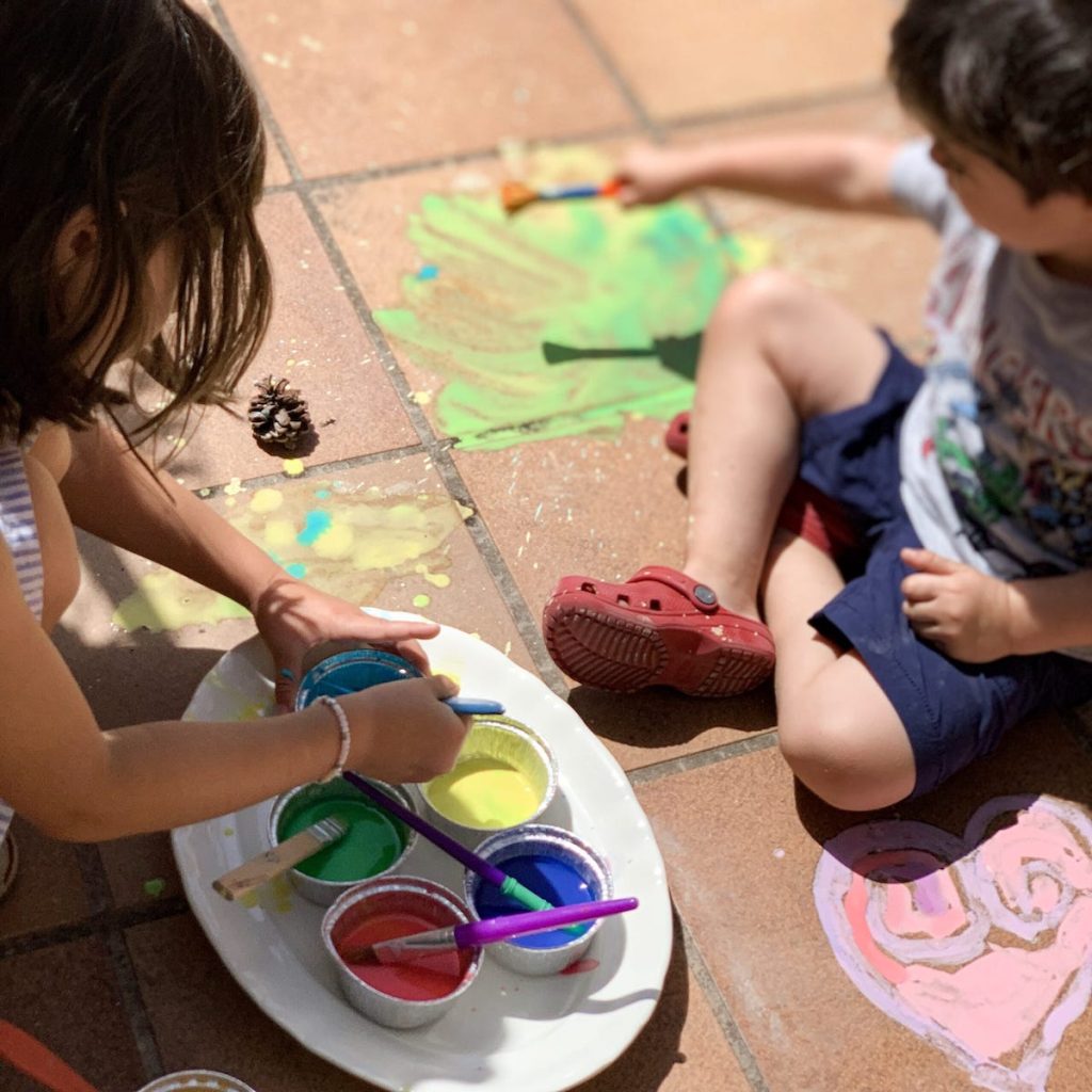 chalk paint for kids - painting squares