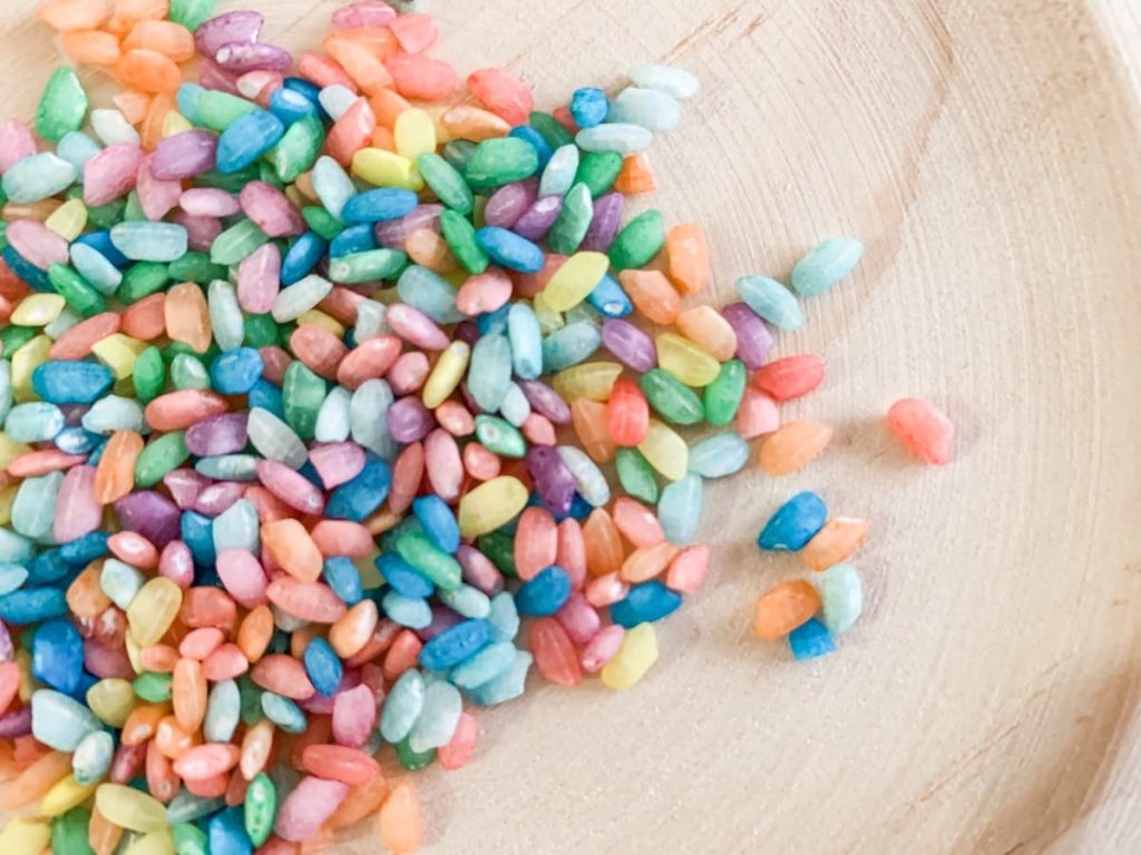 how to dye rice - multicolored rice