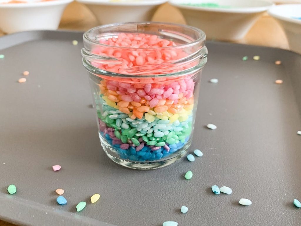 how to dye rice - layer jar