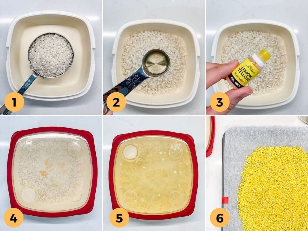 how to dye rice - step by step