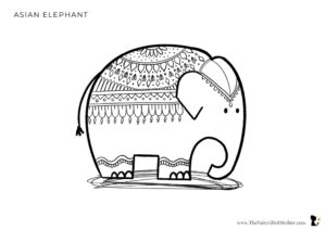 Elephant Drawing For Kids - Coloring Page Festive Asian Elephant 1 The Fairy Glitch Mother