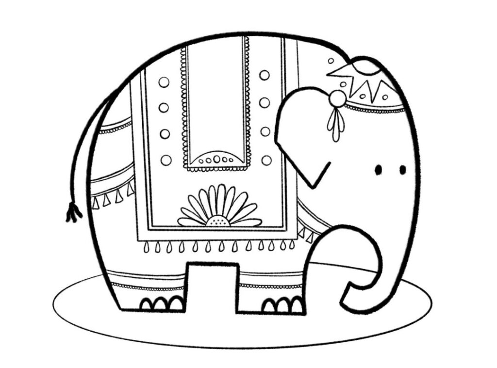 Elephant Drawing For Kids - Coloring Page Festive Asian Elephant 2 The Fairy Glitch Mother