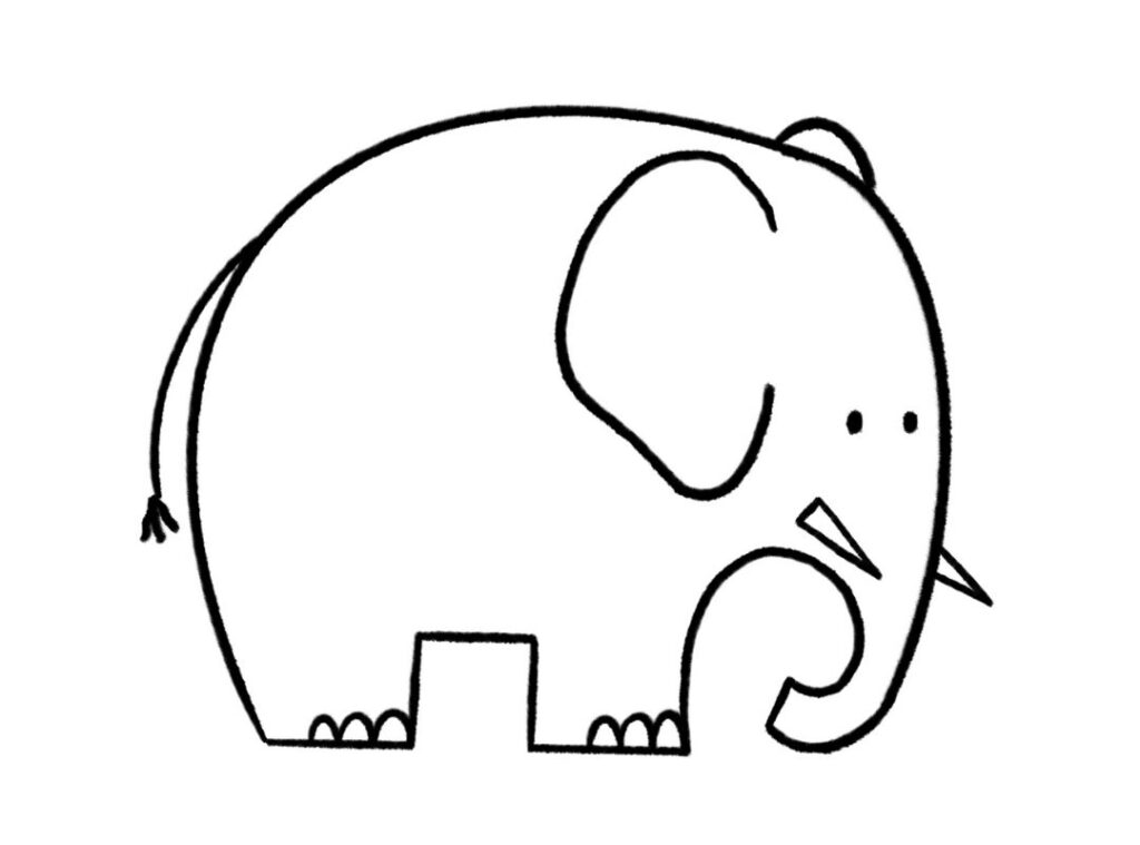 Elephant Drawing For Kids - Coloring Page Plain African Elephant The Fairy Glitch Mother 1