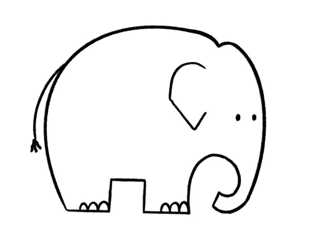 Elephant Drawing For Kids - Coloring Page Plain Asian Elephant The Fairy Glitch Mother 1