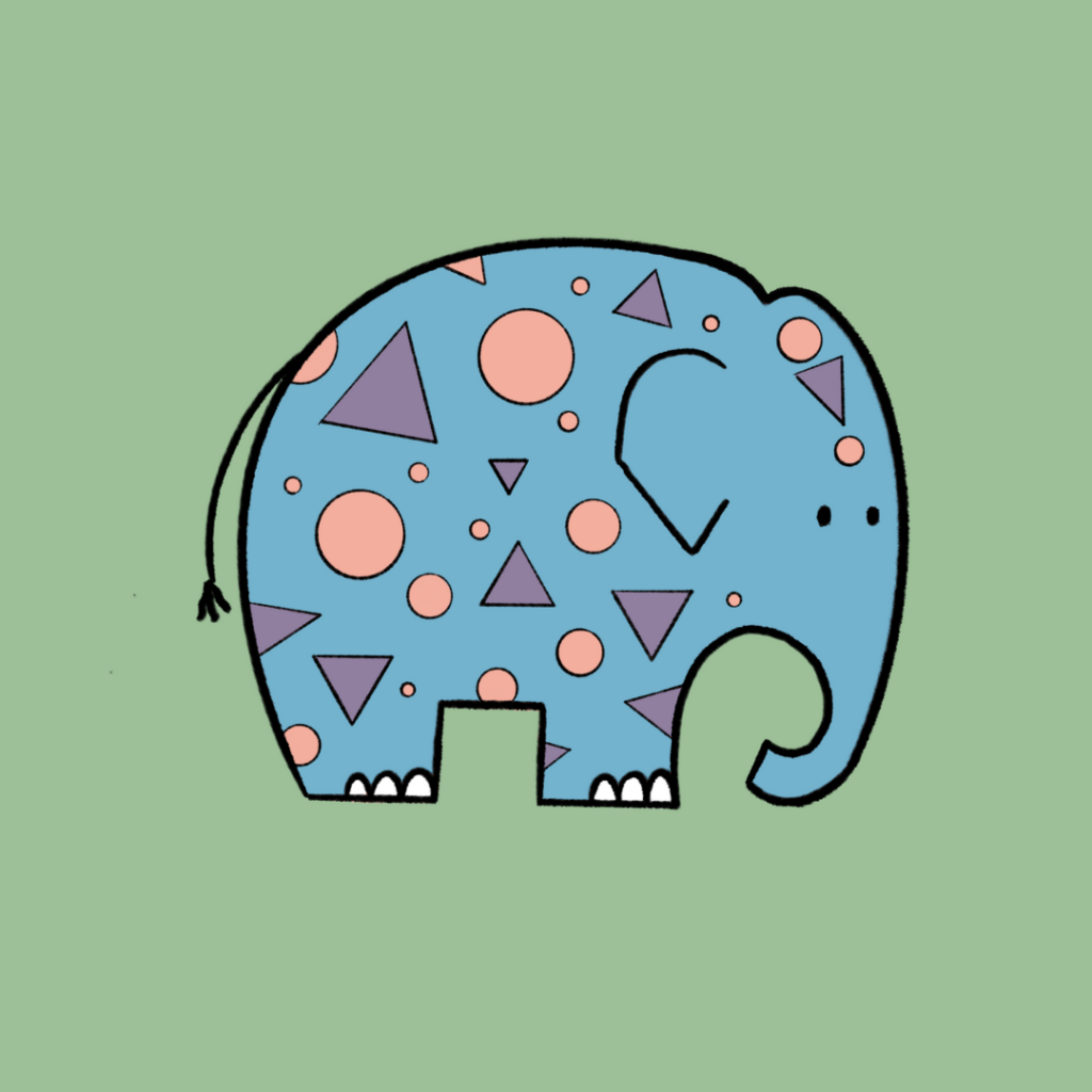 Elephant Drawing For Kids - Shapes