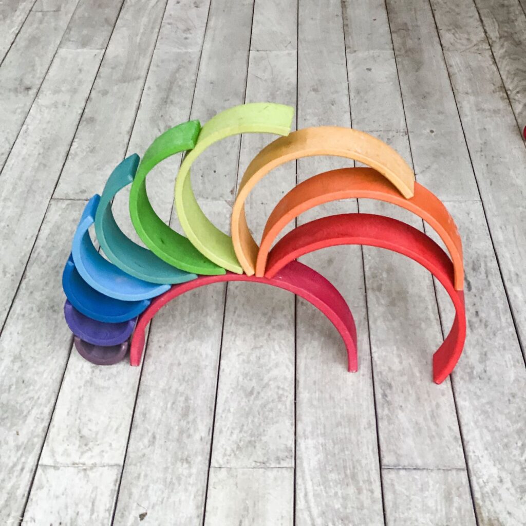 Grimms Rainbow ideas - Grimms rainbow Stacking Rainbow feather min