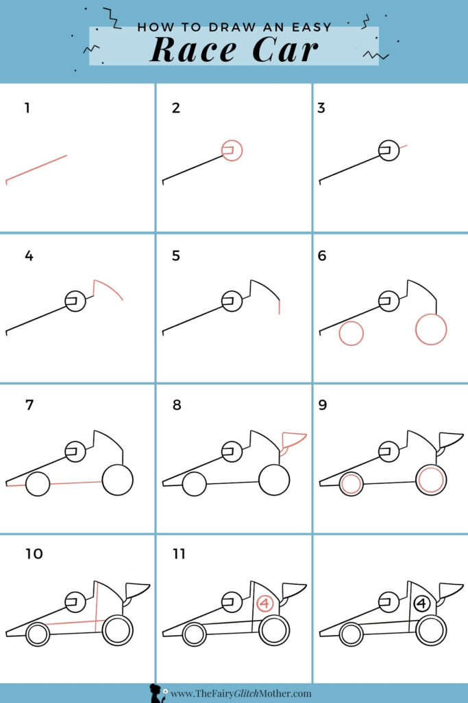 Car drawing for kids - How to dran an easy race car