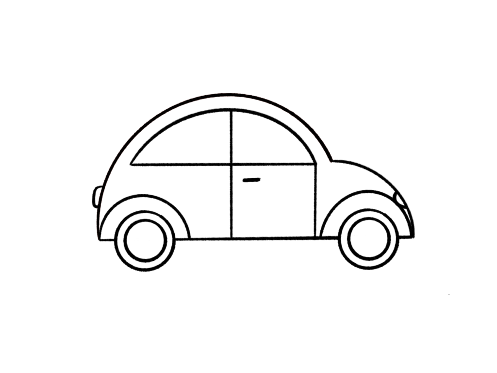 Car Drawing For Kids - Round-shaped Car