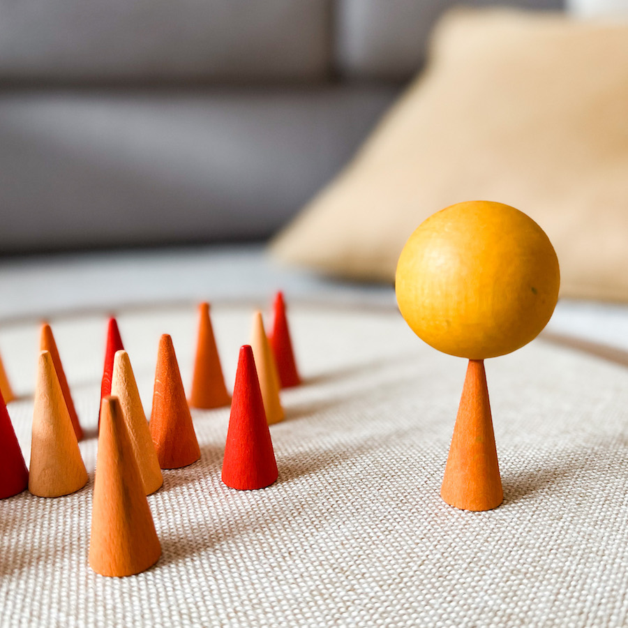 Stacking wooden toys - Grimms ball on Grapat cone
